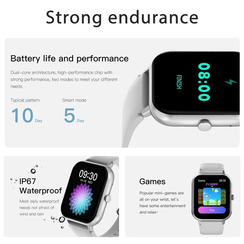 Reloj inteligente de 1.83" IP67 resistente al agua, monitor de actividad física con ritmo cardíaco